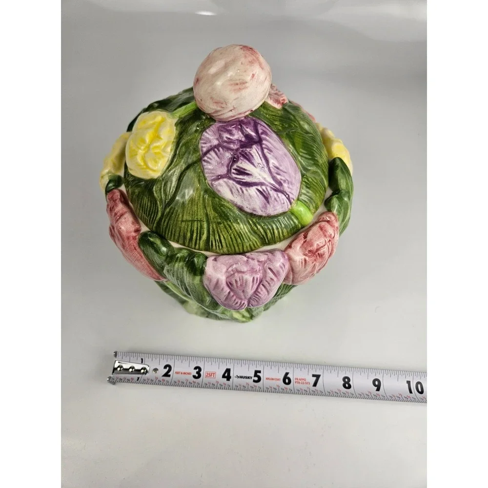 Vintage 1995 Tulip Cookie‎ Jar Floral Relief Ceramic Cottage Kitchen